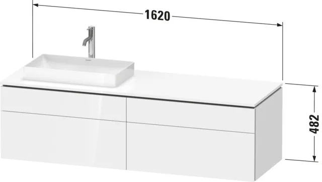 Duravit Waschtischunterschrank wandhängend „L-Cube“ 162 × 48,2 × 55 cm, links Duravit Waschtischunterschrank wandhängend „L-Cube“ 162 × 48,2 × 55 cm, links