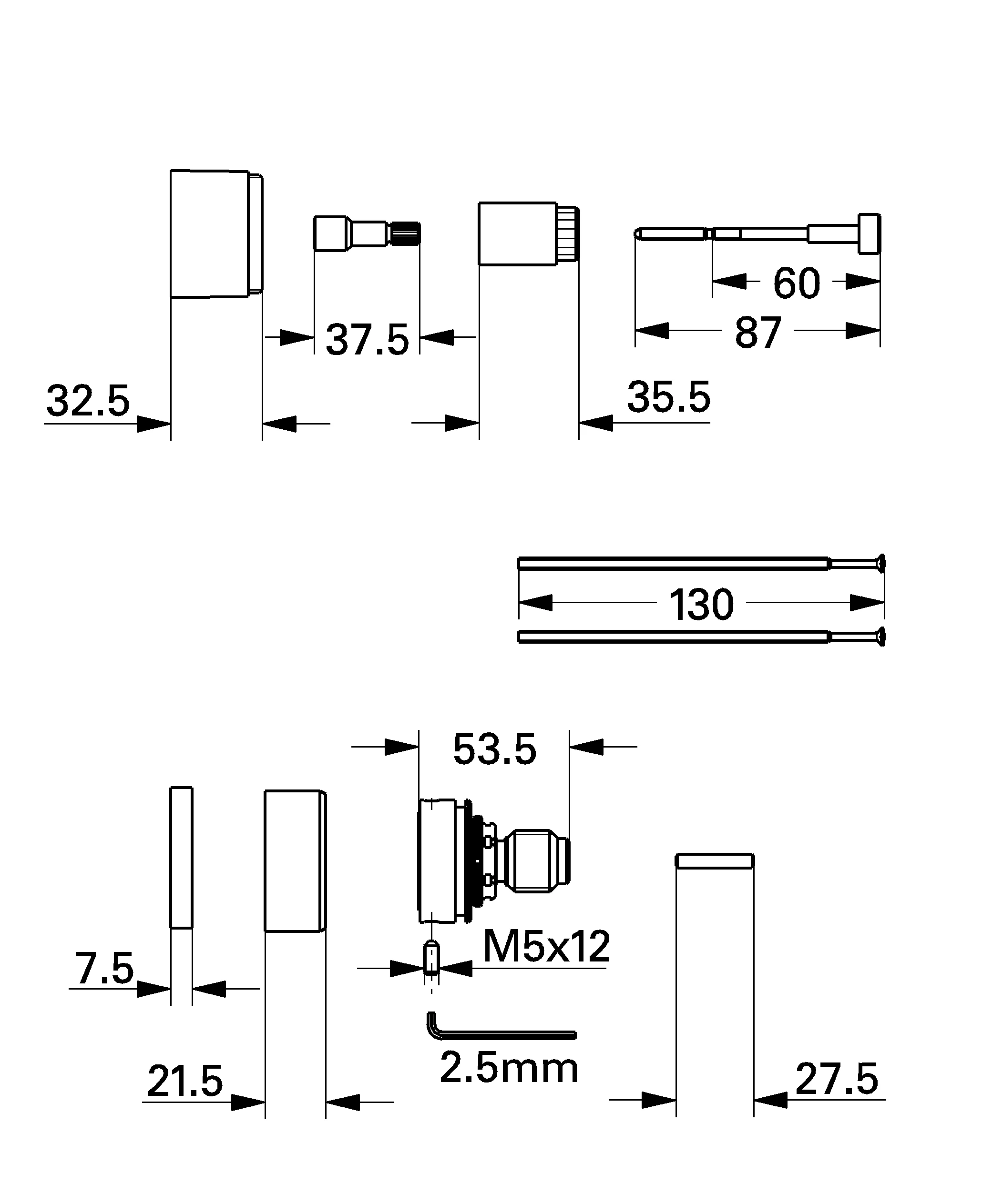 Verlängerungsset 47249, 27,5 mm, für 19 645/19 644, chrom