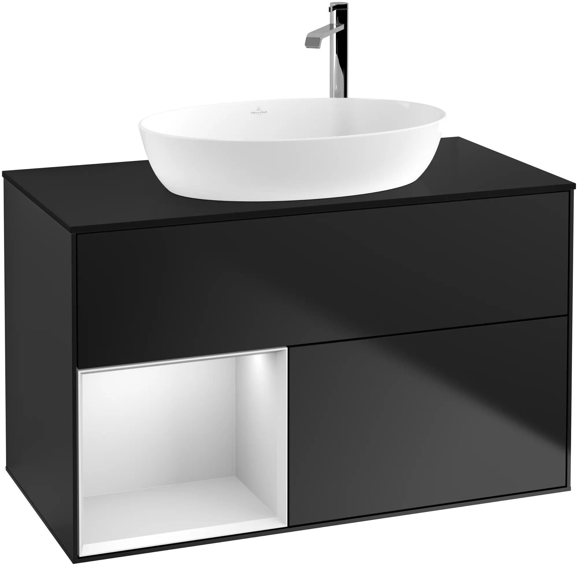 Villeroy & Boch Waschbeckenunterschrank Finion F89, 1000x603x501 mm, Black Matt Lacquer, mit Beleuchtung und Push-to-open Funktion Villeroy & Boch Waschbeckenunterschrank Finion F89, 1000x603x501 mm, Black Matt Lacquer, mit Beleuchtung und Push-to-open Funktion