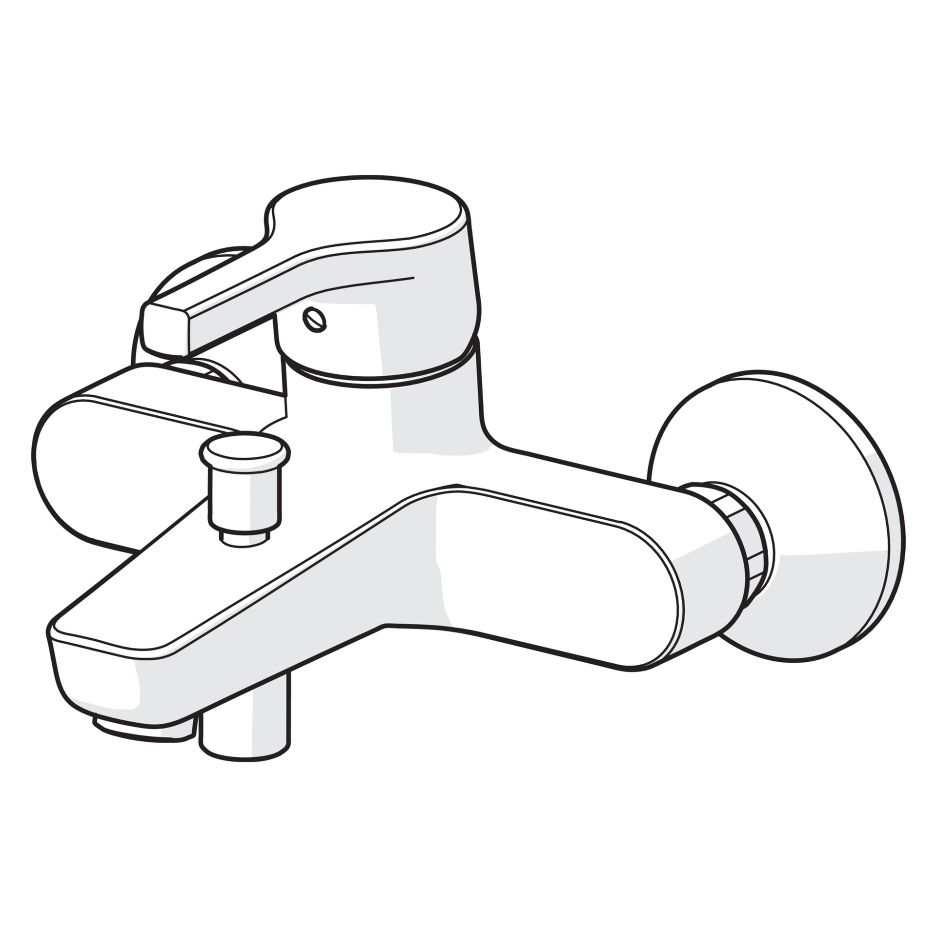 HA Einhebelmischer Wannenfüll- und Brausebatterie HANSAPALENO 5645 Ausladung 164 mm DN15 Chrom