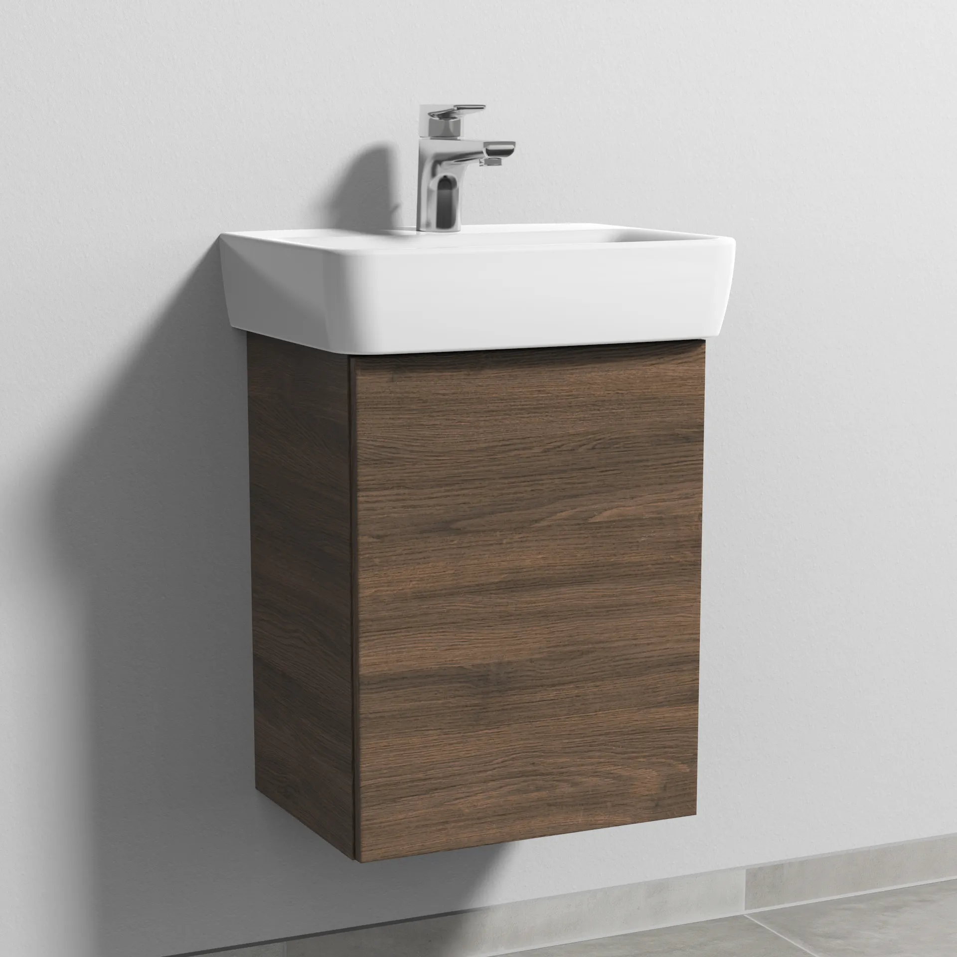 Sanipa Waschtischunterschrank „3way“ passend zu Keramik-Waschtische Renova Plan von Geberit 390 × 520 × 302 mm in Eiche Arizona, Anschlag rechts