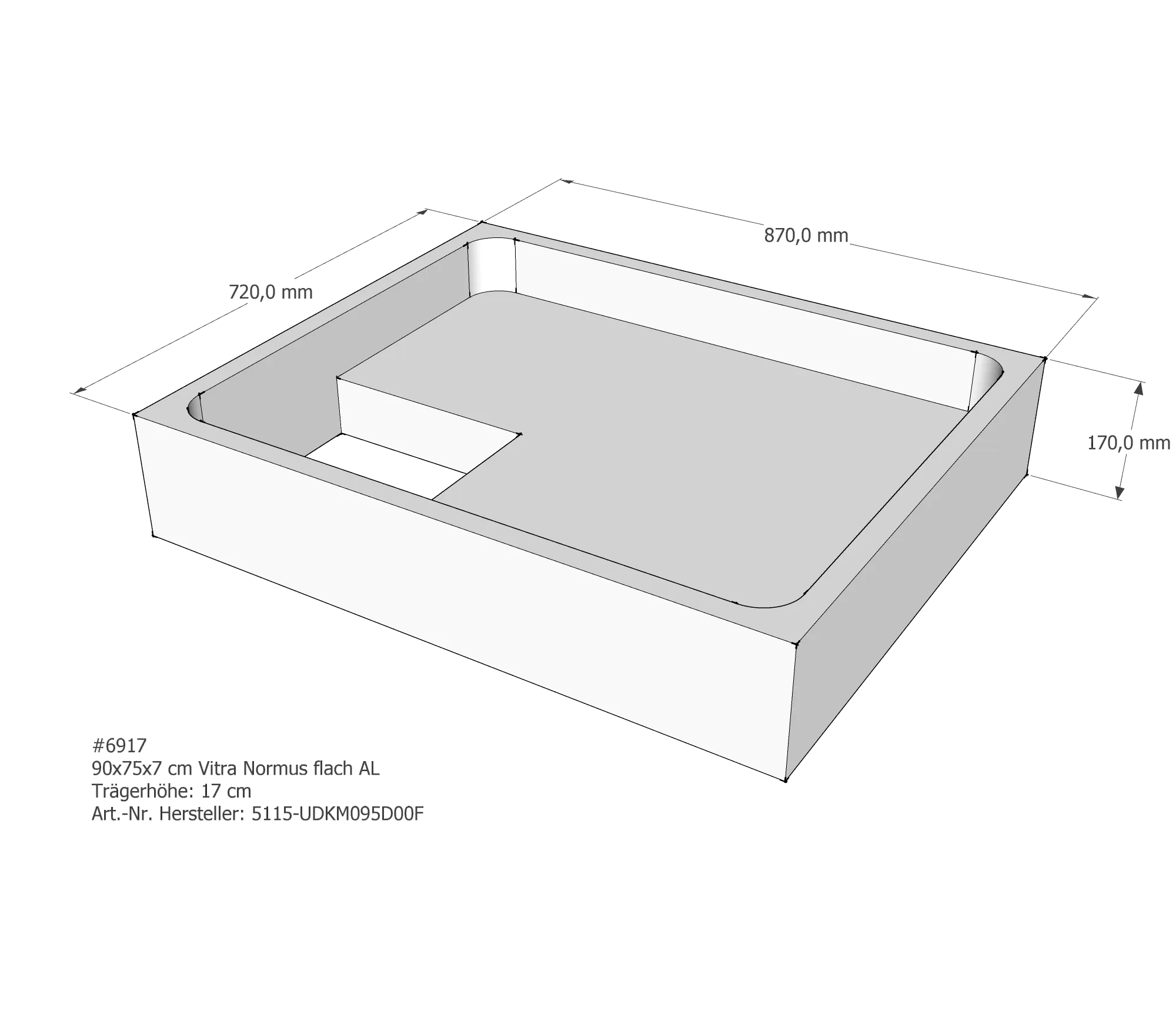 Duschwannenträger für VitrA Normus flach 90 × 75 × 7 cm Duschwannenträger für VitrA Normus flach 90 × 75 × 7 cm