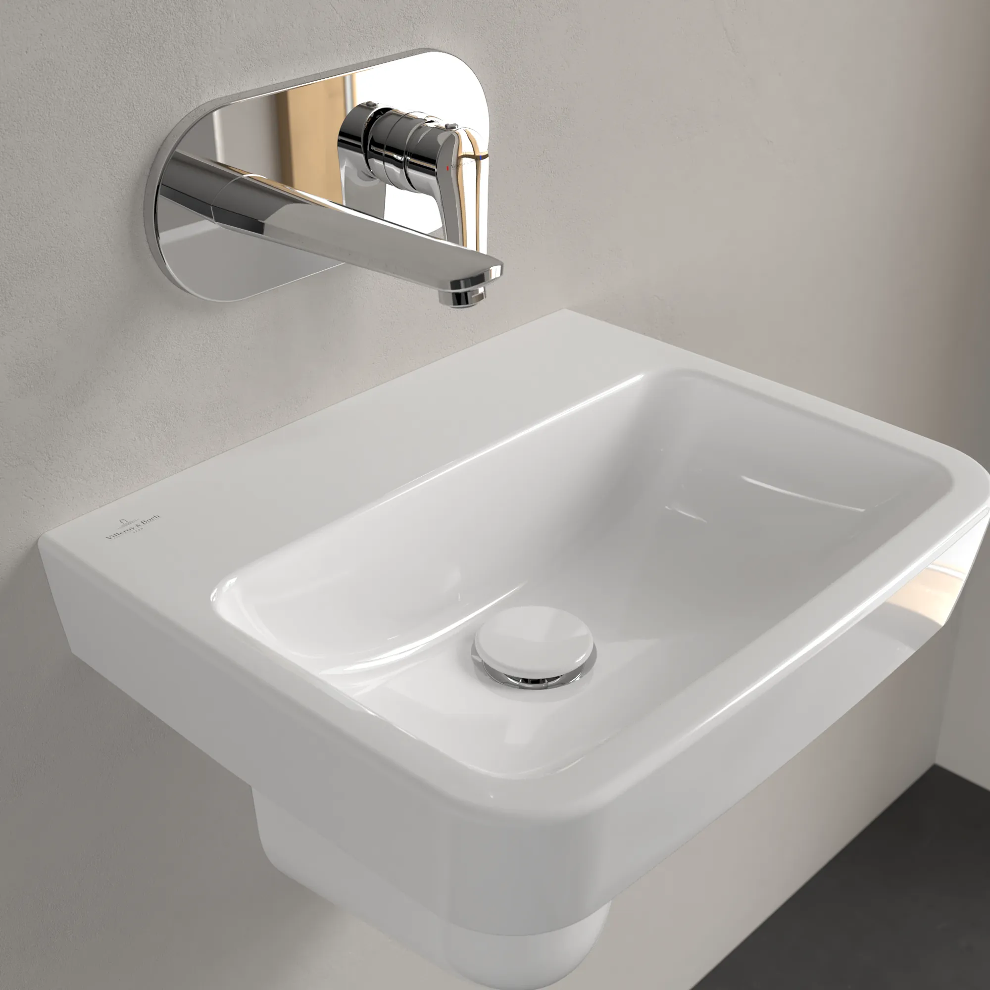 Villeroy & Boch Handwaschbecken „O.novo“ 450 × 370 × 160 mm, für Becken mittig, ohne Hahnlochbohrung