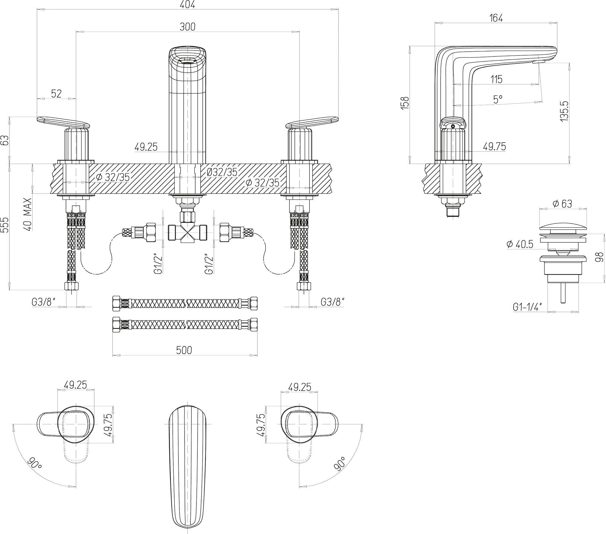 Villeroy & Boch Antao Waschtisch Armatur TVW111001000, 404x158x164mm, Chrom Villeroy & Boch Antao Waschtisch Armatur TVW111001000, 404x158x164mm, Chrom