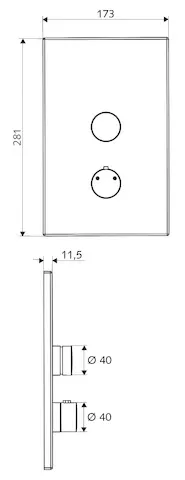Unterputz-Dusche LINUS D-SC-T, Mischwasser, Thermostat, Frontplatte, Frontplatte chrom Unterputz-Dusche LINUS D-SC-T, Mischwasser, Thermostat, Frontplatte, Frontplatte chrom