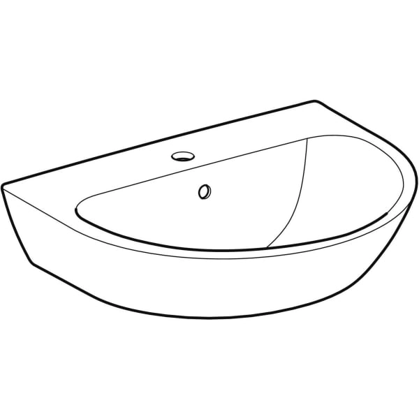 Wandwaschtisch „Renova“, mit Überlauf, Hahnlochposition mittig 60 × 48 cm in weiß alpin