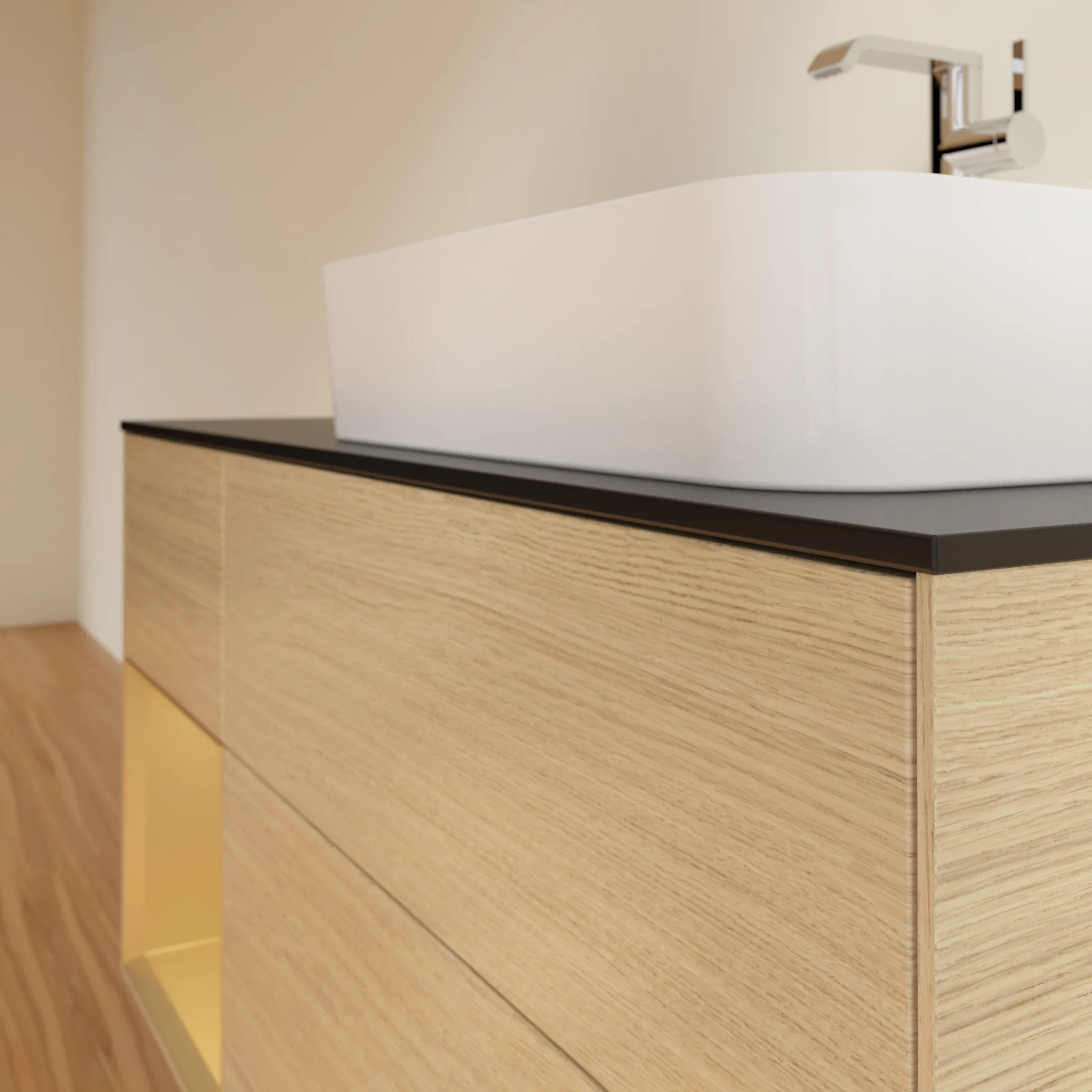 Villeroy & Boch Waschtischunterschrank „Finion“ für Schrankwaschtisch 1200 × 603 × 501 mm Oak Veneer, für Becken rechts Villeroy & Boch Waschtischunterschrank „Finion“ für Schrankwaschtisch 1200 × 603 × 501 mm Oak Veneer, für Becken rechts
