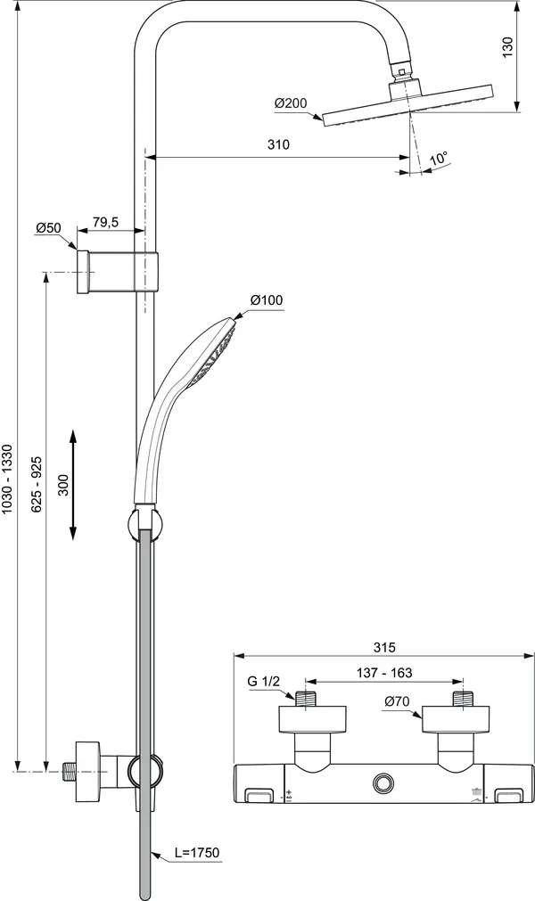 Ideal Standard Duschsystem „CerathermT25“