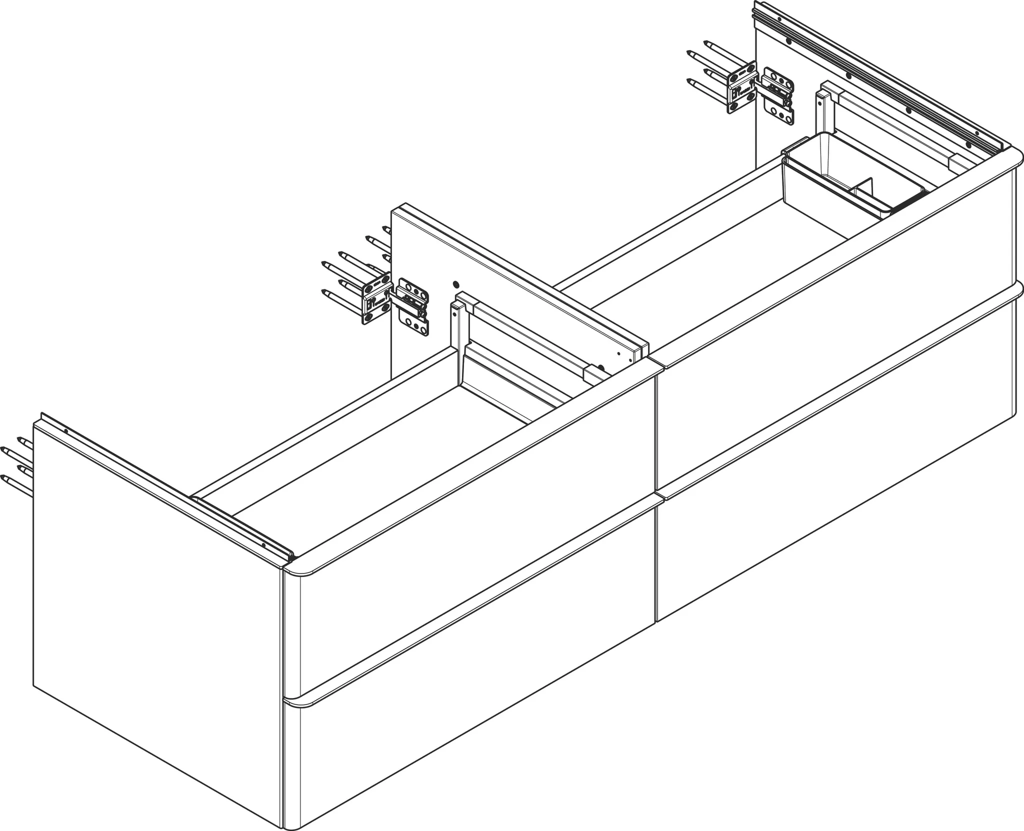 Hansgrohe Xelu Q Waschtischunterschrank Weiß Hochglanz 1560⁄550 mit 4 Schubkästen für Konsole, Oberfläche Griff: Chrom