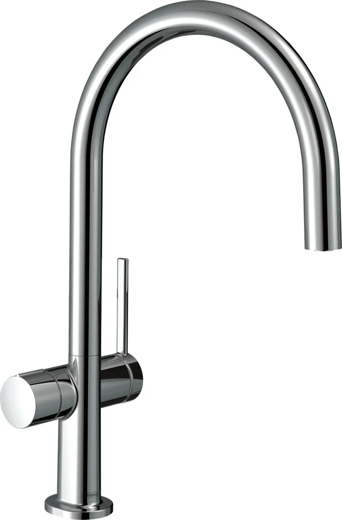 Hansgrohe Talis M54 Einhebel-Küchenmischer 220, Geräteabsperrventil, Chrom, Schwenkbereich einstellbar in 4 Stufen auf 60°, 110°, 150° oder 360°, Laminarstrahl, Keramikmischsystem, Temperaturbegrenzung einstellbar, für Durchlauferhitzer geeignet, Hahnloc
