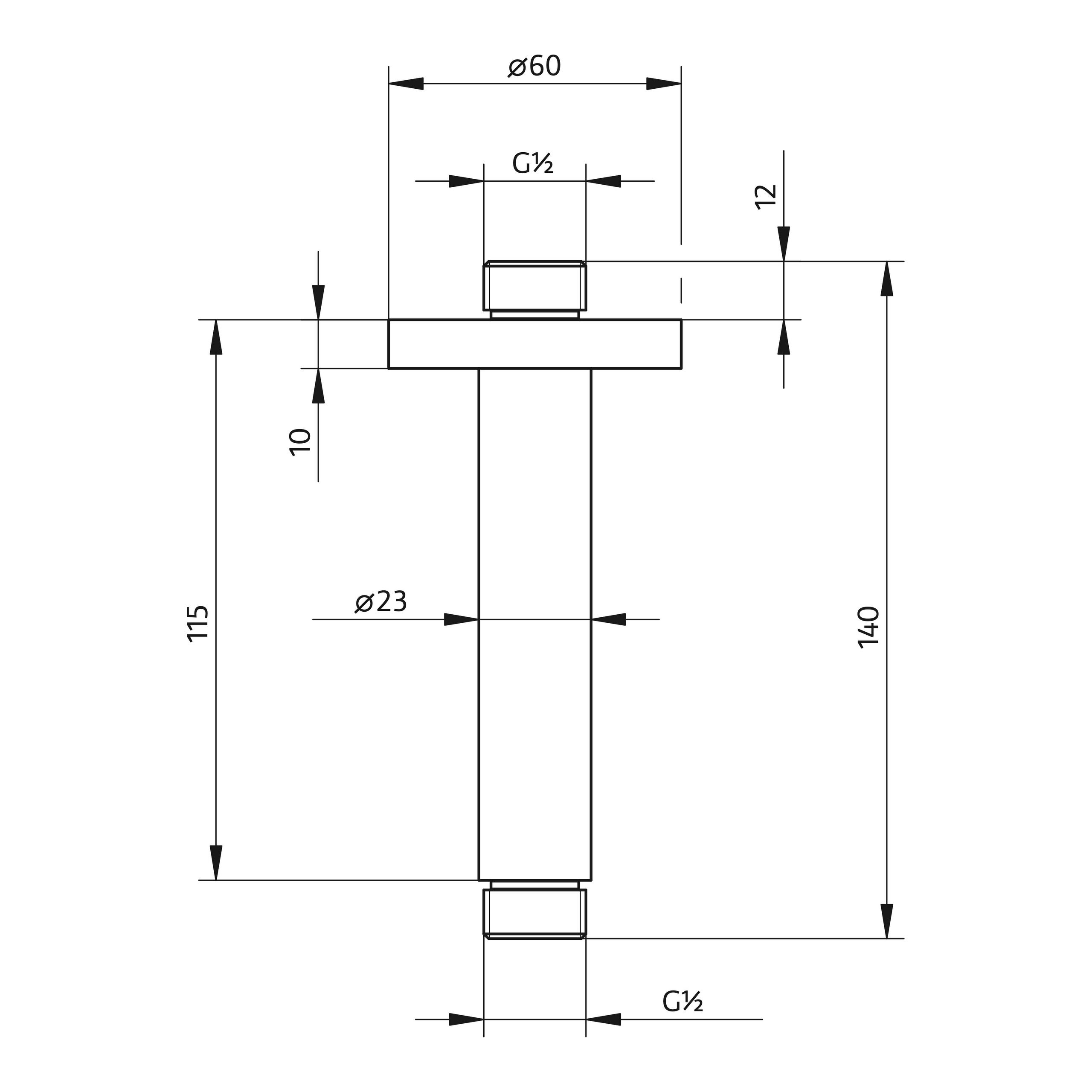 HSK Deckenarm mit Rosette Rund ⌀ 2,3 cm in chrom HSK Deckenarm mit Rosette Rund ⌀ 2,3 cm in chrom