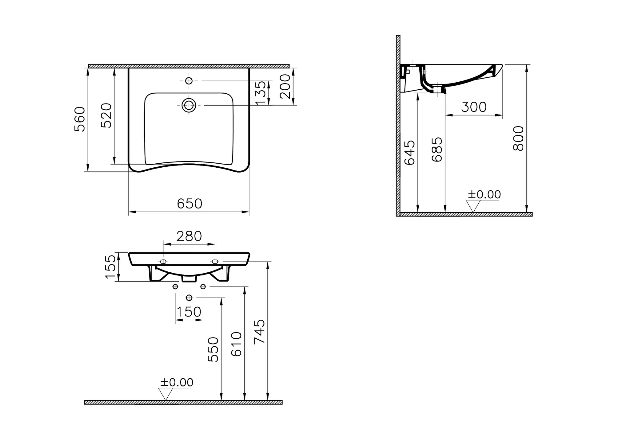VitrA Conforma Waschtisch barrierefrei, 650 x 560 mm, Weiß Hochglanz VitrA Conforma Waschtisch barrierefrei, 650 x 560 mm, Weiß Hochglanz