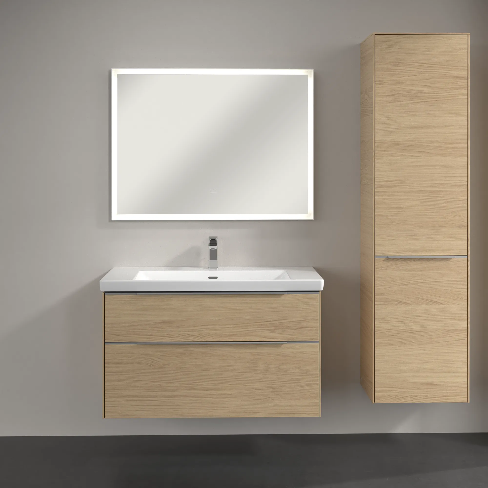 Villeroy & Boch Subway 3.0 Hochschrank, Nordic Oak, 450x1710x346 mm, 1 Tür, 1 Wäscheklappe mit Korb, SoftClosing, Wandmontage