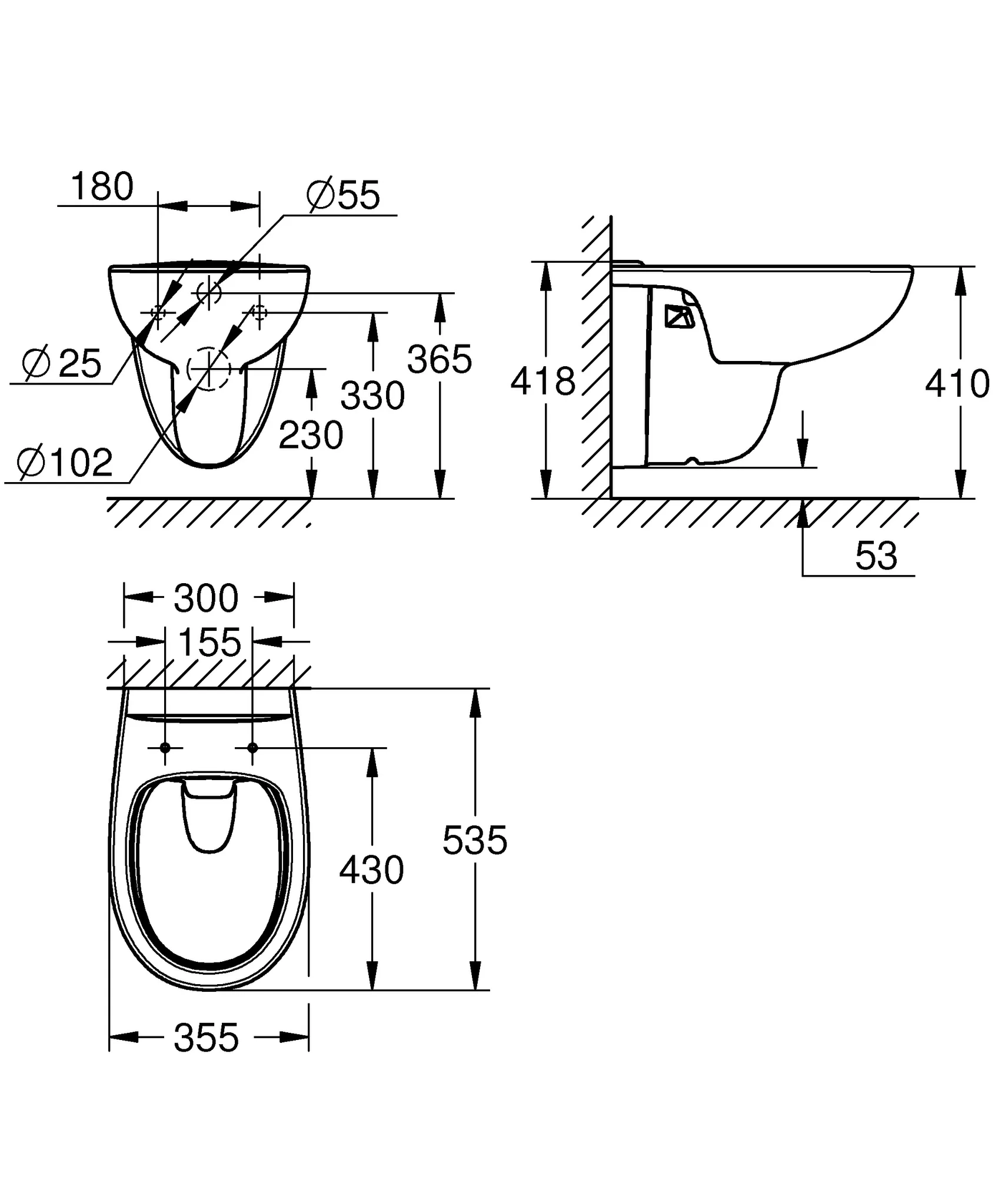 Grohe Wand-Tiefspül-WC Bau Keramik 112948, alpinweiß Grohe Wand-Tiefspül-WC Bau Keramik 112948, alpinweiß