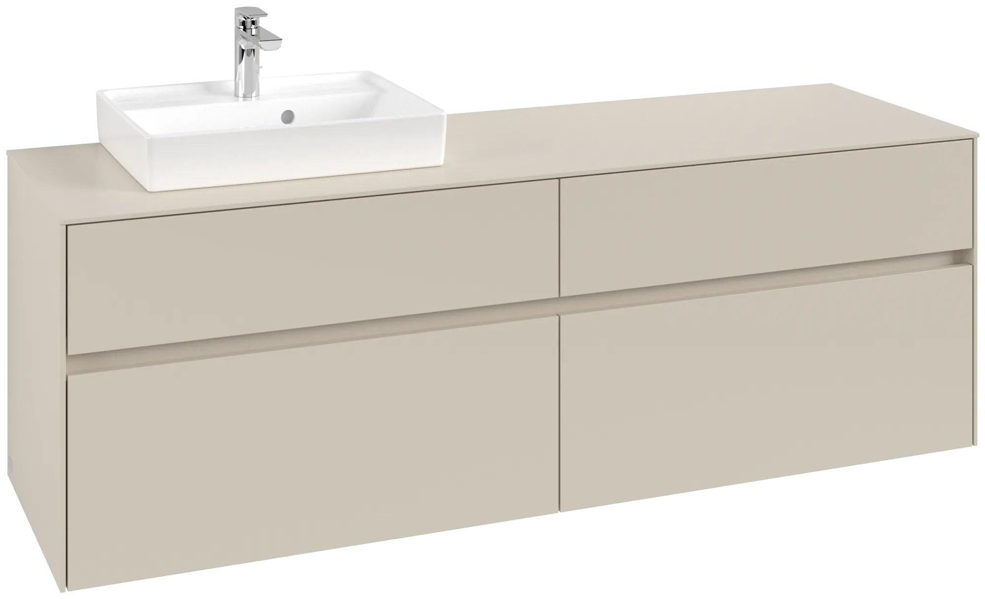 Villeroy & Boch Collaro Waschbeckenunterschrank C07800, 1600 x 548 x 500 mm, links, Cashmere Grey