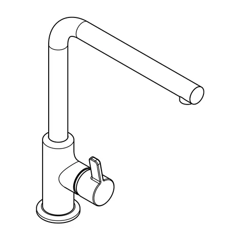 Kludi L-INE S Spültisch-Einhandmischer, chrom, DN 15, geschlossener Hebel, seitliche Betätigung, schwenkbarer Auslauf