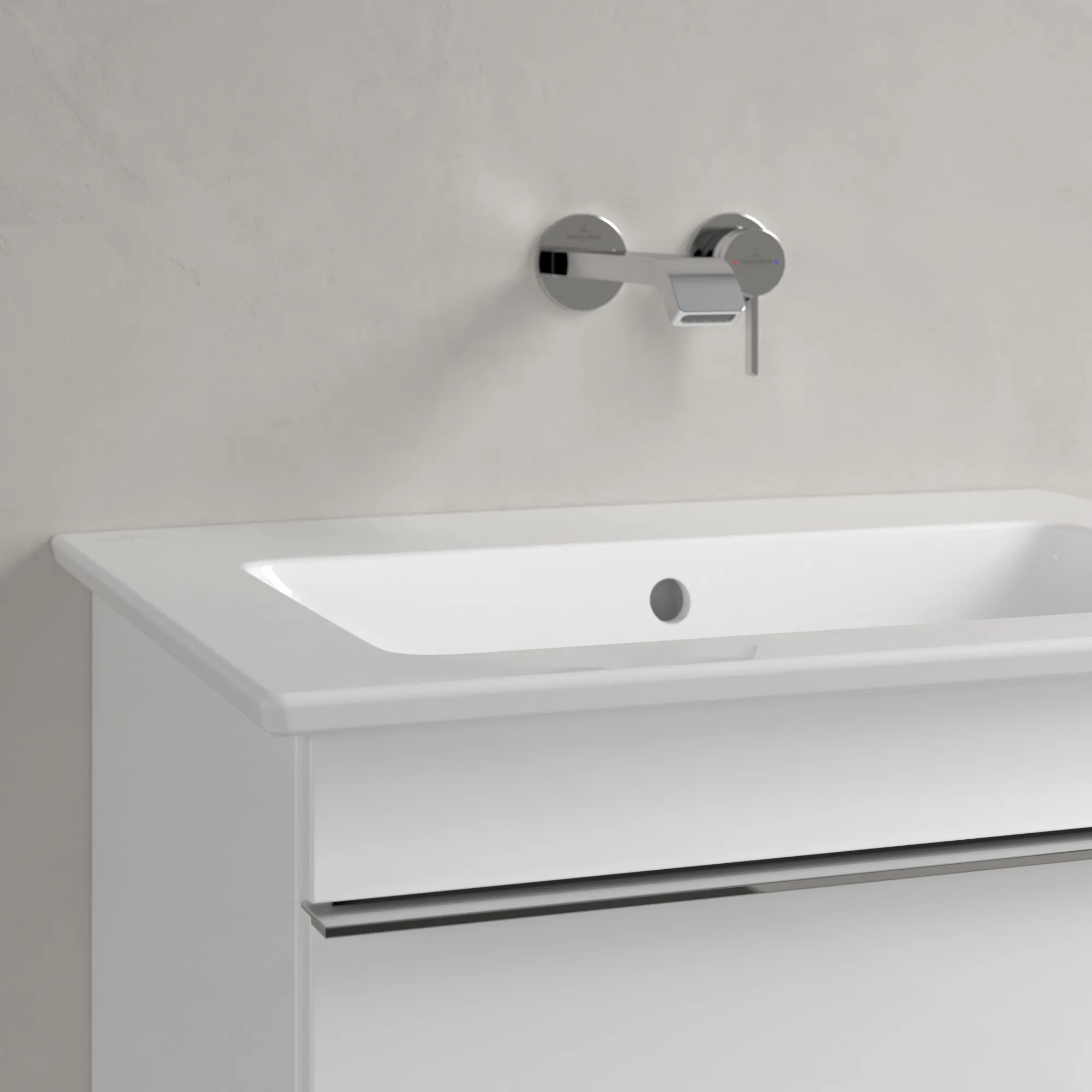 Villeroy & Boch Wandwaschtisch „Venticello“ 655 × 500 × 170 mm, für Becken mittig, ohne Hahnlochbohrung in Weiß Alpin