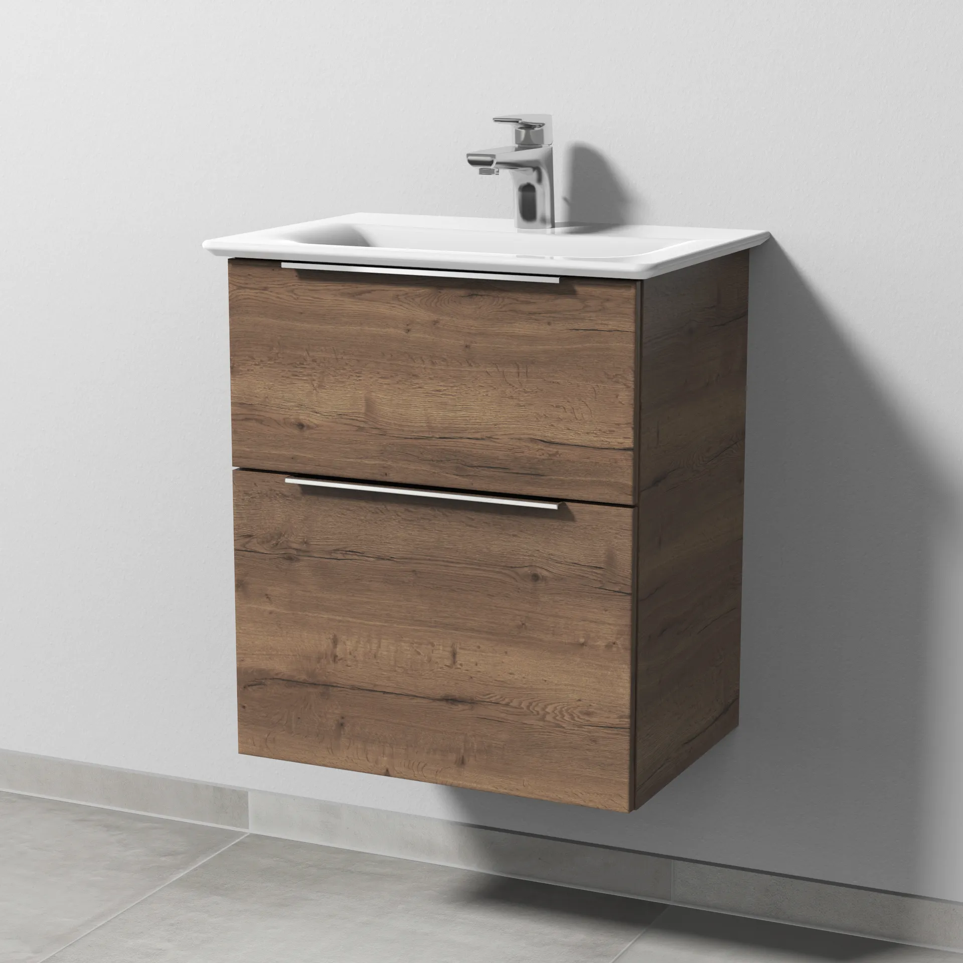 Sanipa Waschtischunterschrank „3way“ passend zu Keramik-Waschtische Connect Air von Ideal Standard 490 × 585 × 357 mm in Eiche Tabak