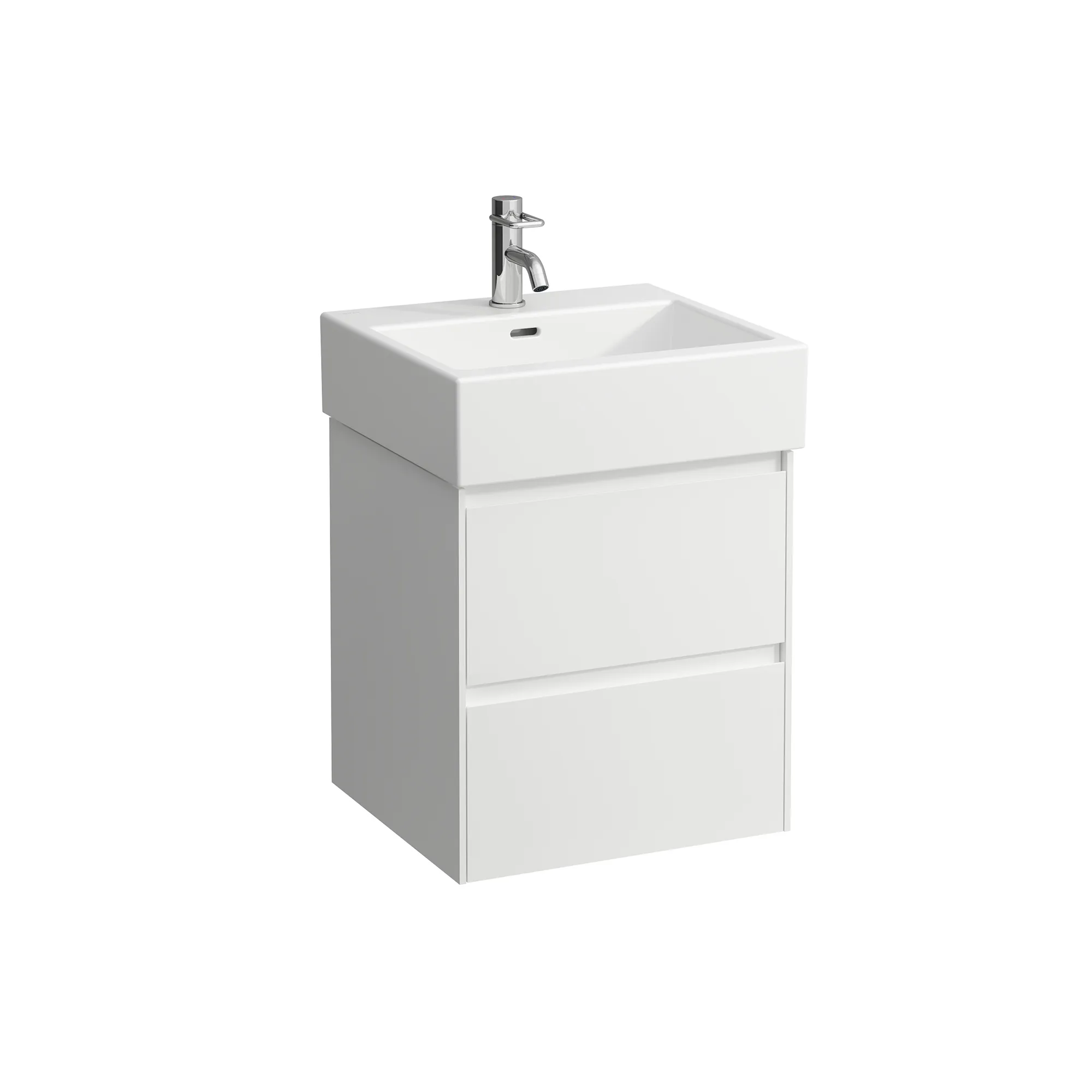 Waschtischunterbau LANI 442x482x515 mit 2 Schubladen integrierter Griffleiste Vollauszug und Soft-Close für Waschtisch LUA H810081 weiß matt Waschtischunterbau LANI 442x482x515 mit 2 Schubladen integrierter Griffleiste Vollauszug und Soft-Close für Waschtisch LUA H810081 weiß matt