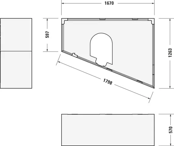 Duravit Badewanne „Paiova“ sonderform 170 × 130 cm, rechts