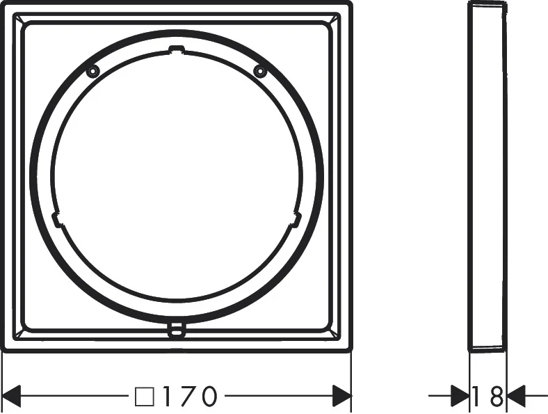 Hansgrohe AXOR ShowerSelect ID Verlängerungsrosette eckig 5 mm Chrom, 170 x 170 mm