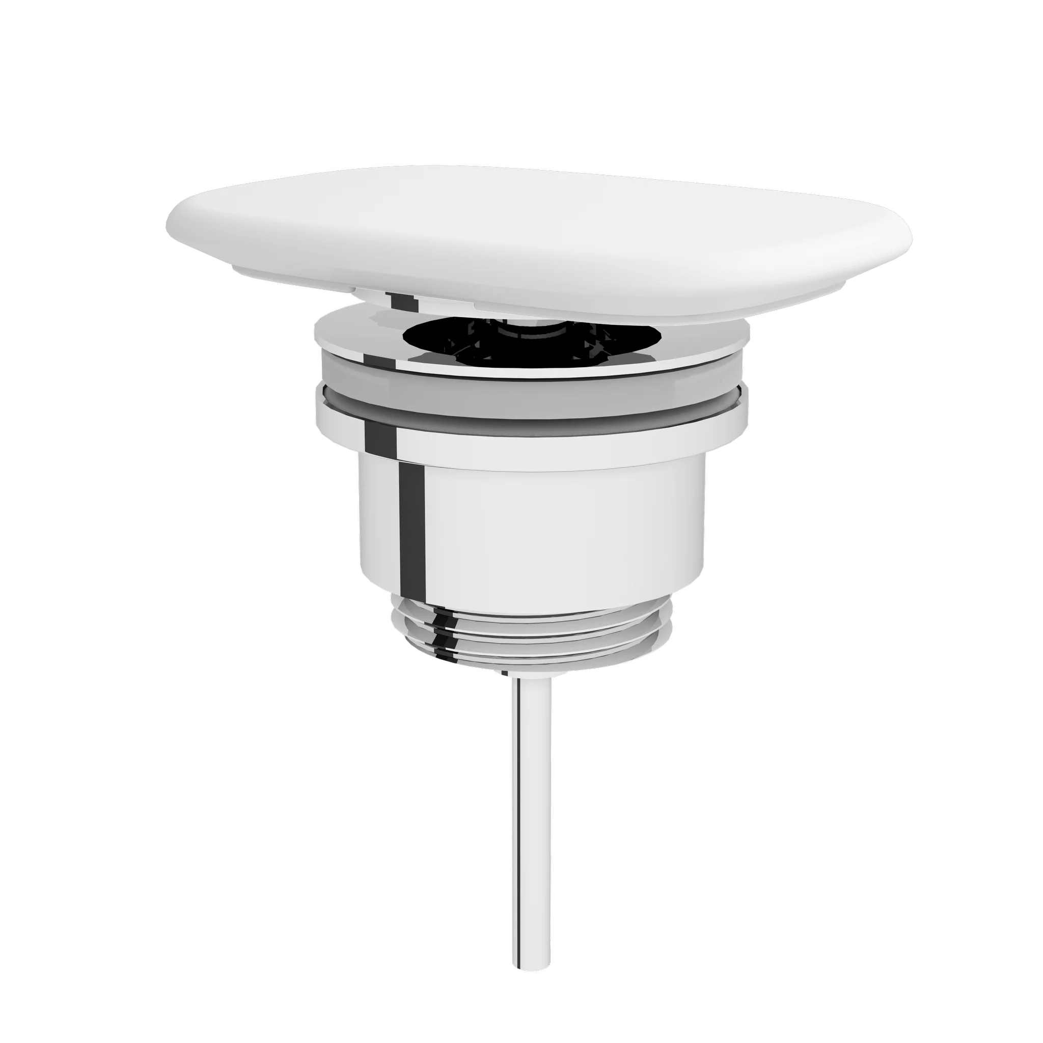 VitrA Schaftventil Edelweiß VC, rechteckiger Keramikdeckel 100 x 75 mm, Chrom, Push-Open-Funktion, für New Metropole Waschtische ohne Überlauf VitrA Schaftventil Edelweiß VC, rechteckiger Keramikdeckel 100 x 75 mm, Chrom, Push-Open-Funktion, für New Metropole Waschtische ohne Überlauf