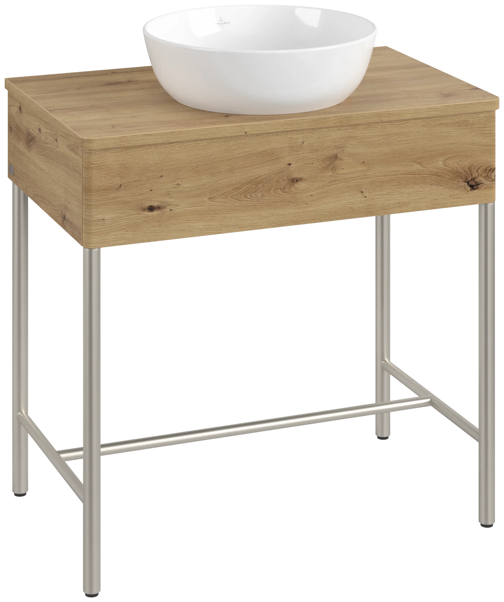 Villeroy & Boch Waschbeckenunterschrank Artis K60010, Eckig Oak Natural Touch, 800x782x500mm, Push-to-open Funktion, 1 Auszug mit Antirutsch-Boden