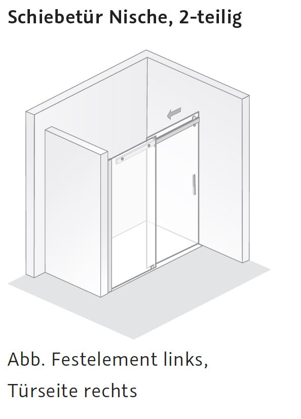 HSK teilgerahmte Duschabtrennung Schiebetür 2-teilig „Premium Softcube“ 160 × 200 cm Glas Carré