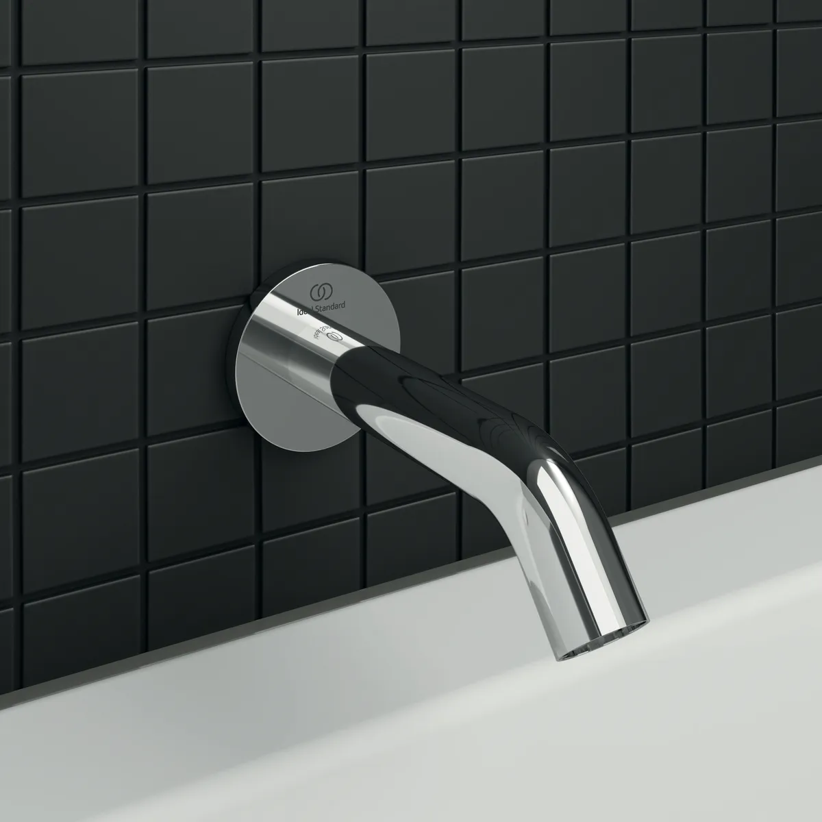 Wandauslauf Joy, Ausladung 160mm, mit runder Rosette, Brushed Gold Wandauslauf Joy, Ausladung 160mm, mit runder Rosette, Brushed Gold