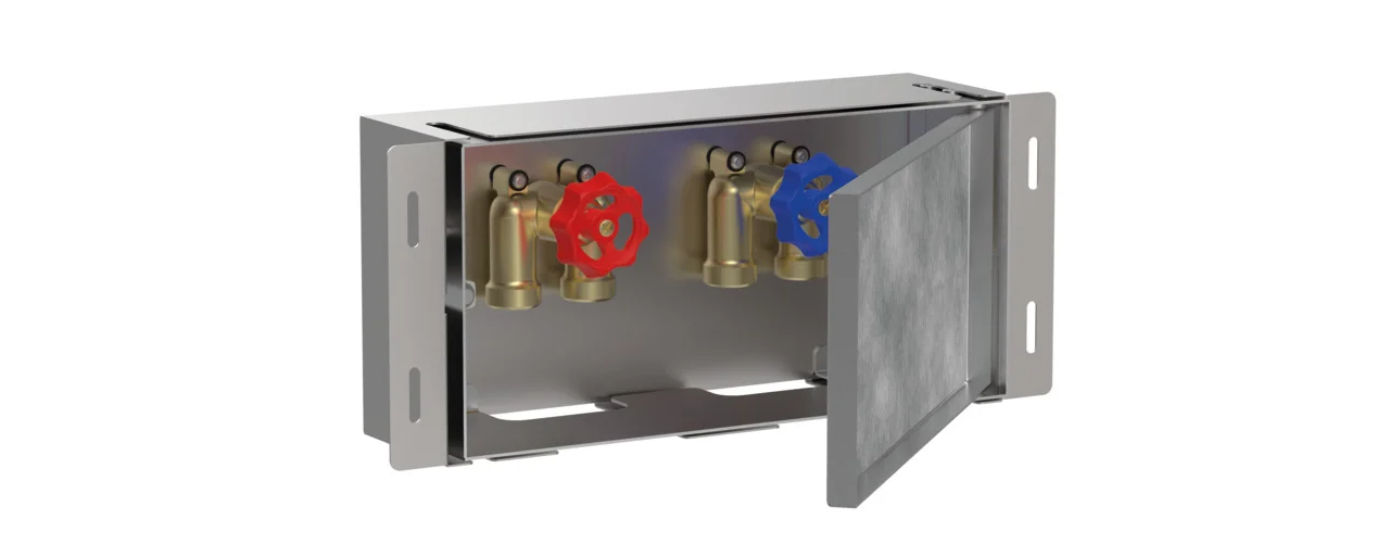 Hansgrohe XtraStoris Safe Wandnische mit befliesbarer Tür und integriertem Absperrventil, Edelstahl Optic, 150 x 300 x 100 mm