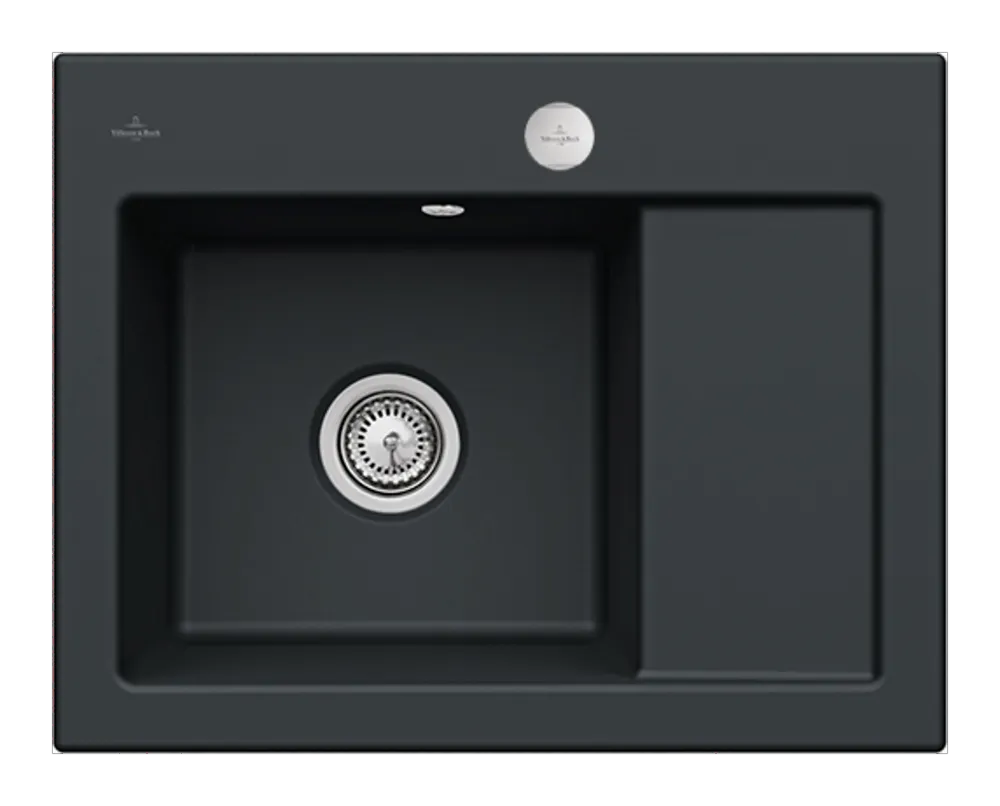 Villeroy & Boch Einbau-Küchenspülbecken „Subway“ 45 Compact 650 × 510 × 220 mm, für Becken links in Pure Black Villeroy & Boch Einbau-Küchenspülbecken „Subway“ 45 Compact 650 × 510 × 220 mm, für Becken links in Pure Black