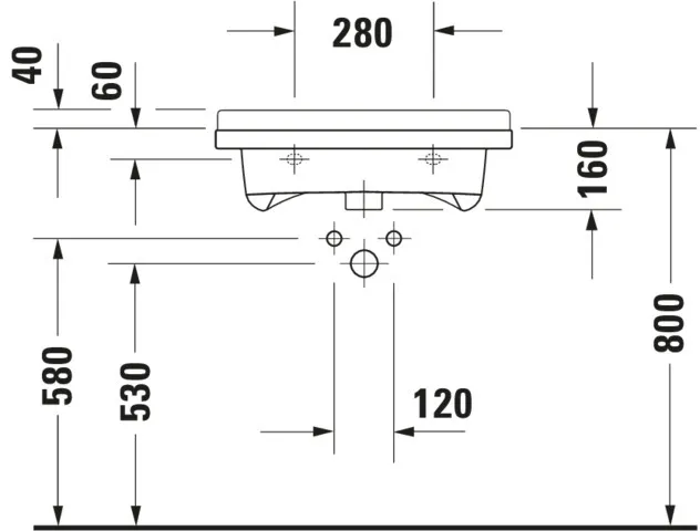Wandwaschtisch „Starck 3“, mit Überlauf, Hahnlochposition mittig Wandwaschtisch „Starck 3“, mit Überlauf, Hahnlochposition mittig