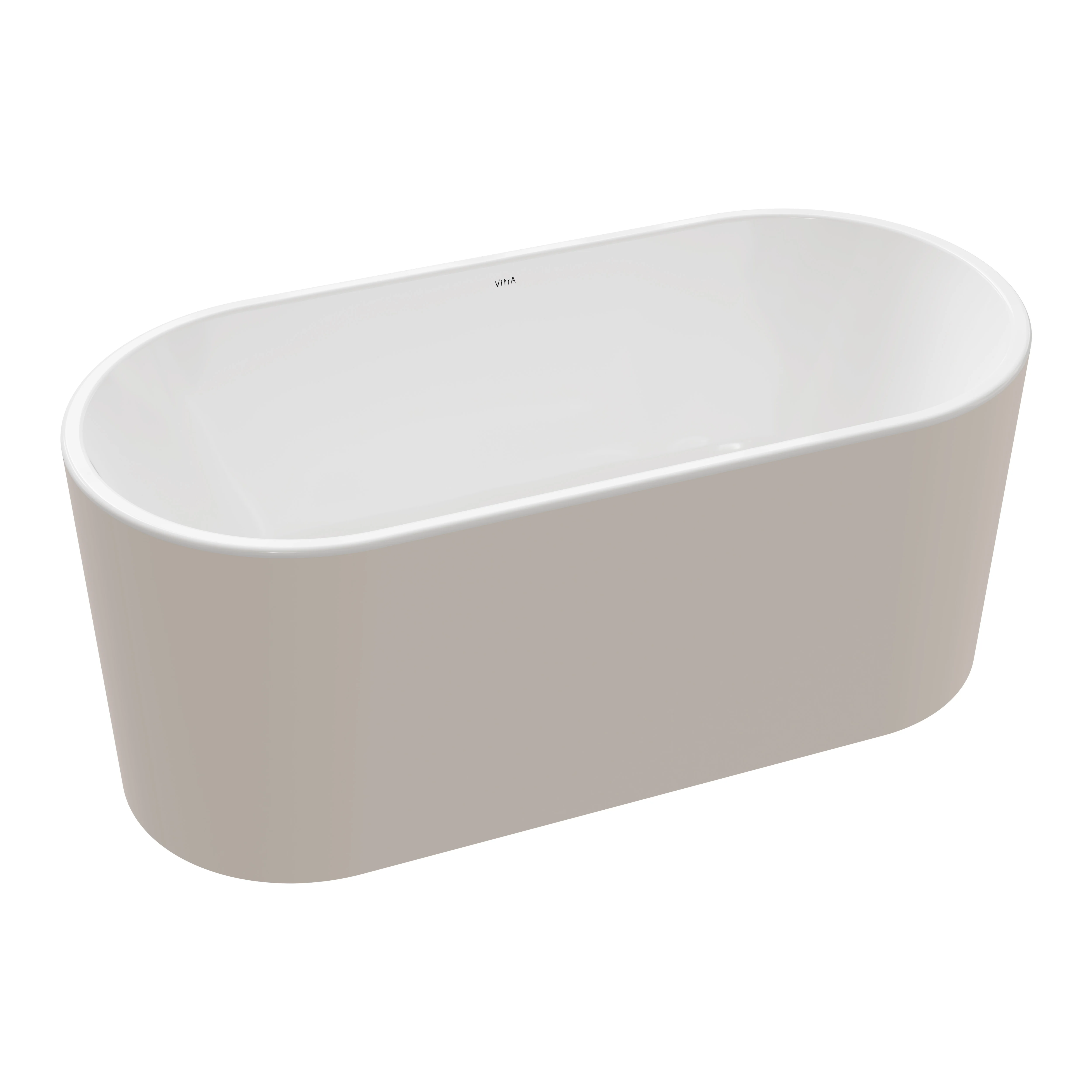 Geo freistehende Badewanne ovale Form 160 x 75 cm mit verdecktem Überlauf Weiß Hochglanz/Taupe Matt
