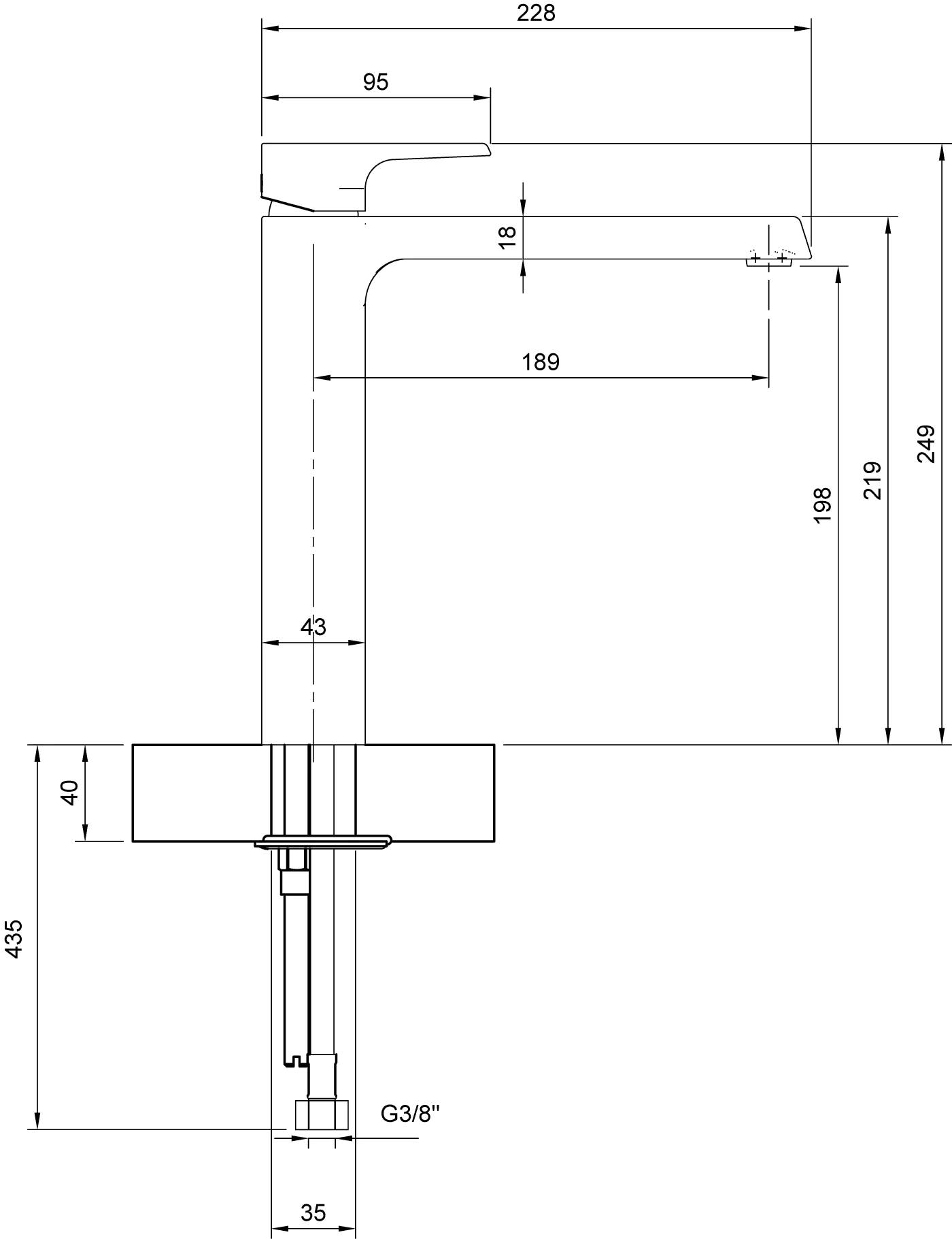 Einhand-Waschtischarmatur „Liberty“ 22,8 cm Ausladung 189 mm in Chrom Einhand-Waschtischarmatur „Liberty“ 22,8 cm Ausladung 189 mm in Chrom