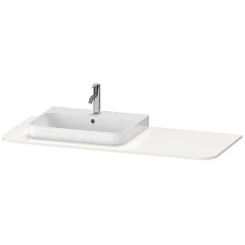 Duravit Konsole „Happy D.2 Plus“, links Ausschnitte: 1 / Farbe: Weiß Hochglanz / Größe: 130 × 55 × 1,6 cm Duravit Konsole „Happy D.2 Plus“, links Ausschnitte: 1 / Farbe: Weiß Hochglanz / Größe: 130 × 55 × 1,6 cm
