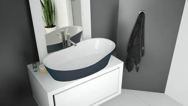 Hoesch Namur Lounge Aufsatz-Waschbecken Solique BiColor Weiß-Schiefergrau