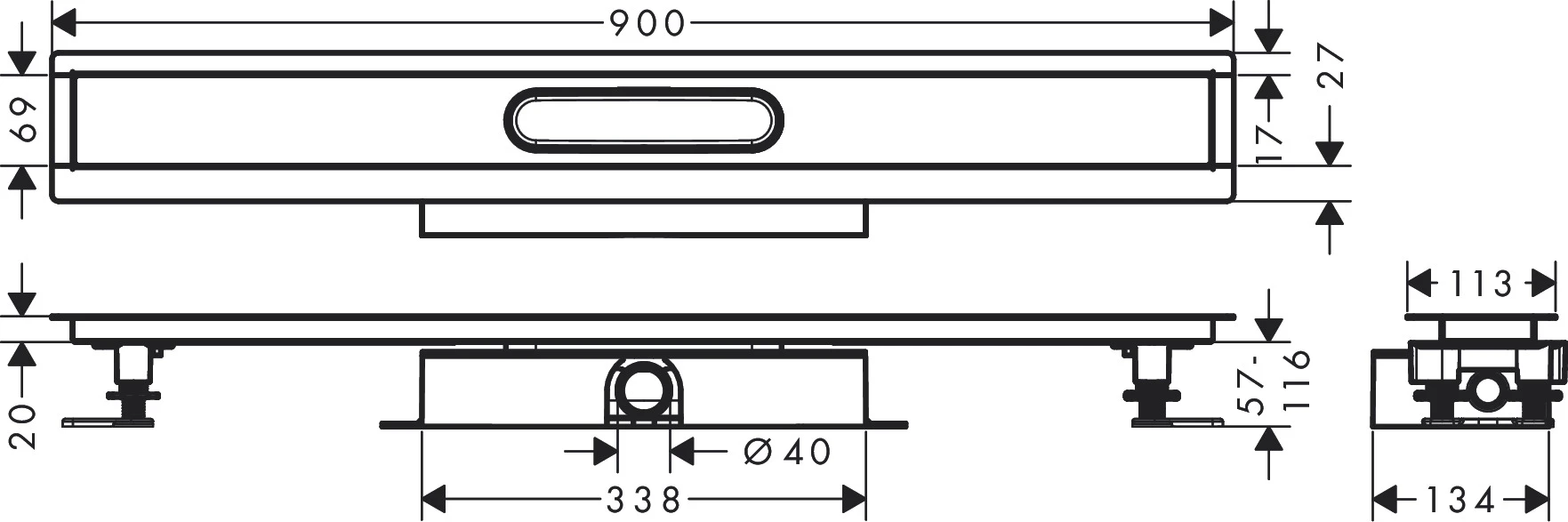 Komplettset uBox universal für flache Installat.900mm für DR FS