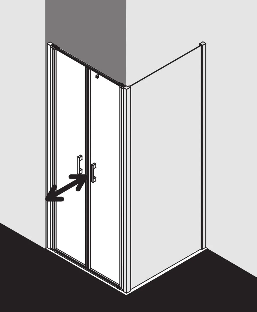 Duschtür Pendeltür für Nische und Ecke „LIGA“ Glas Klar, Profile Silber Mattglanz, Drehtür zweiteilig BV: 660 - 710 mm GAK: 650 - 700 mm WE: 660 - 710 mm H: 1850 mm