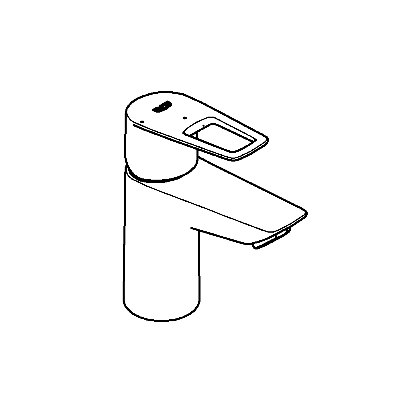 Einhand-Waschtischbatterie BauLoop 23883_1, S-Size, Energie-Sparfunktion Mittelstellung kalt, Einlochmontage, Temperaturbegrenzer, EcoJoy 5,7 l/min Mousseur, glatter Körper, Push-open Ablaufgarnitur aus Kunststoff 1 1/4″, chrom