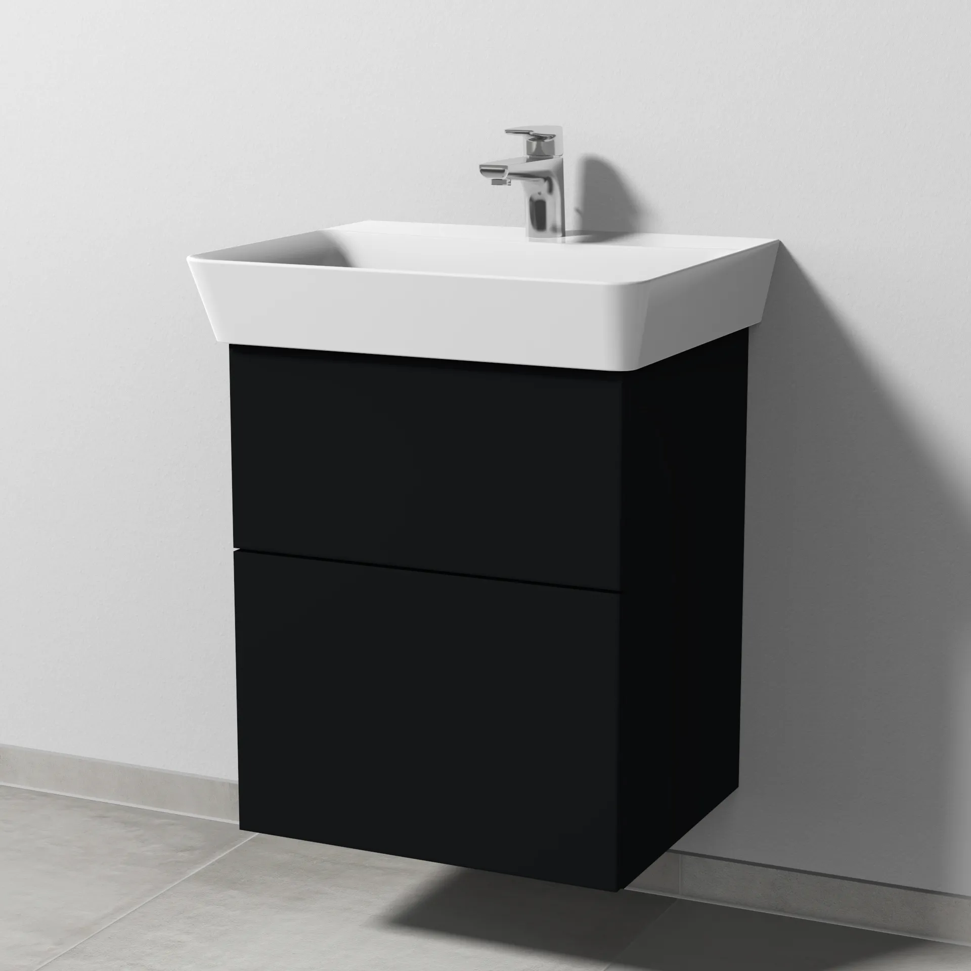 Sanipa Waschtischunterschrank „3way“ passend zu Keramik-Waschtische Connect Air Cube von Ideal Standard 480 × 582 × 402 mm in Schwarz (matt)