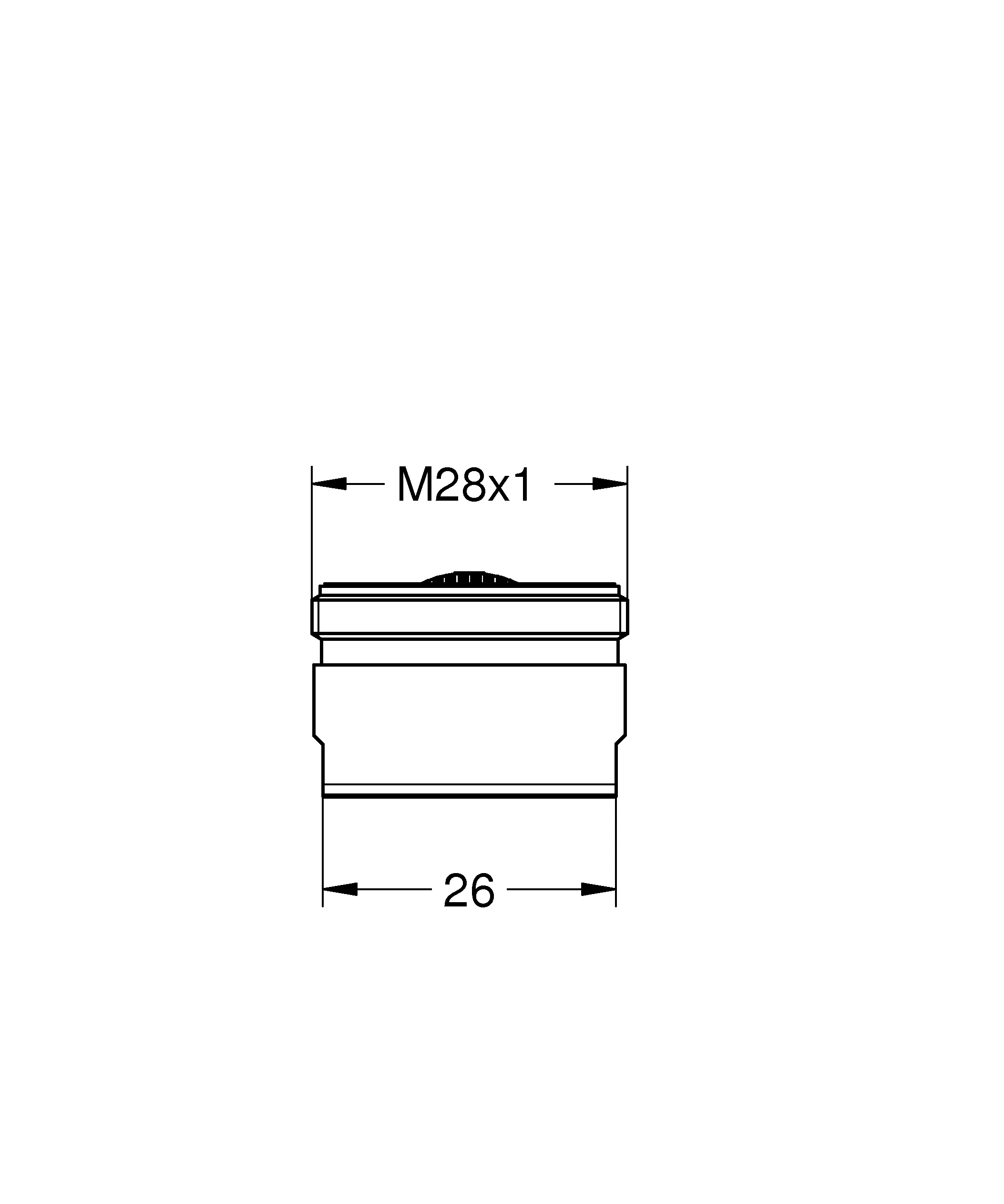 Mousseur 13939, Außengewinde, M 28 × 1, Durchflussklasse D, 34,8 - 37,8 l/min bei 3 bar, chrom