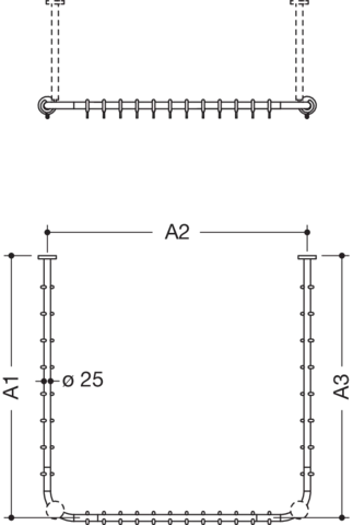 HEWI Duschvorhangstange „System 900“