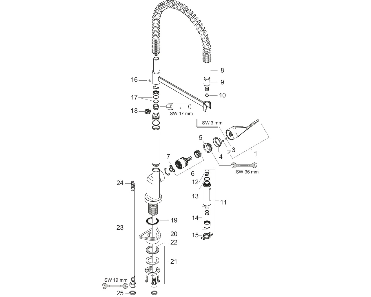 Spültischmischer Axor Citterio Semi-Pro chrom