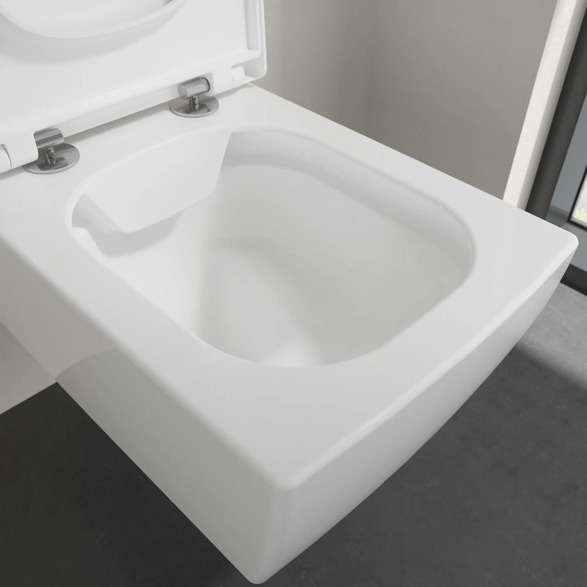 Wand-Tiefspül-WC DirectFlush „Memento 2.0“ 37,5 × 34,5 × 56 × 56 cm in Weiß Alpin, Abgang waagerecht, ohne Spülrand