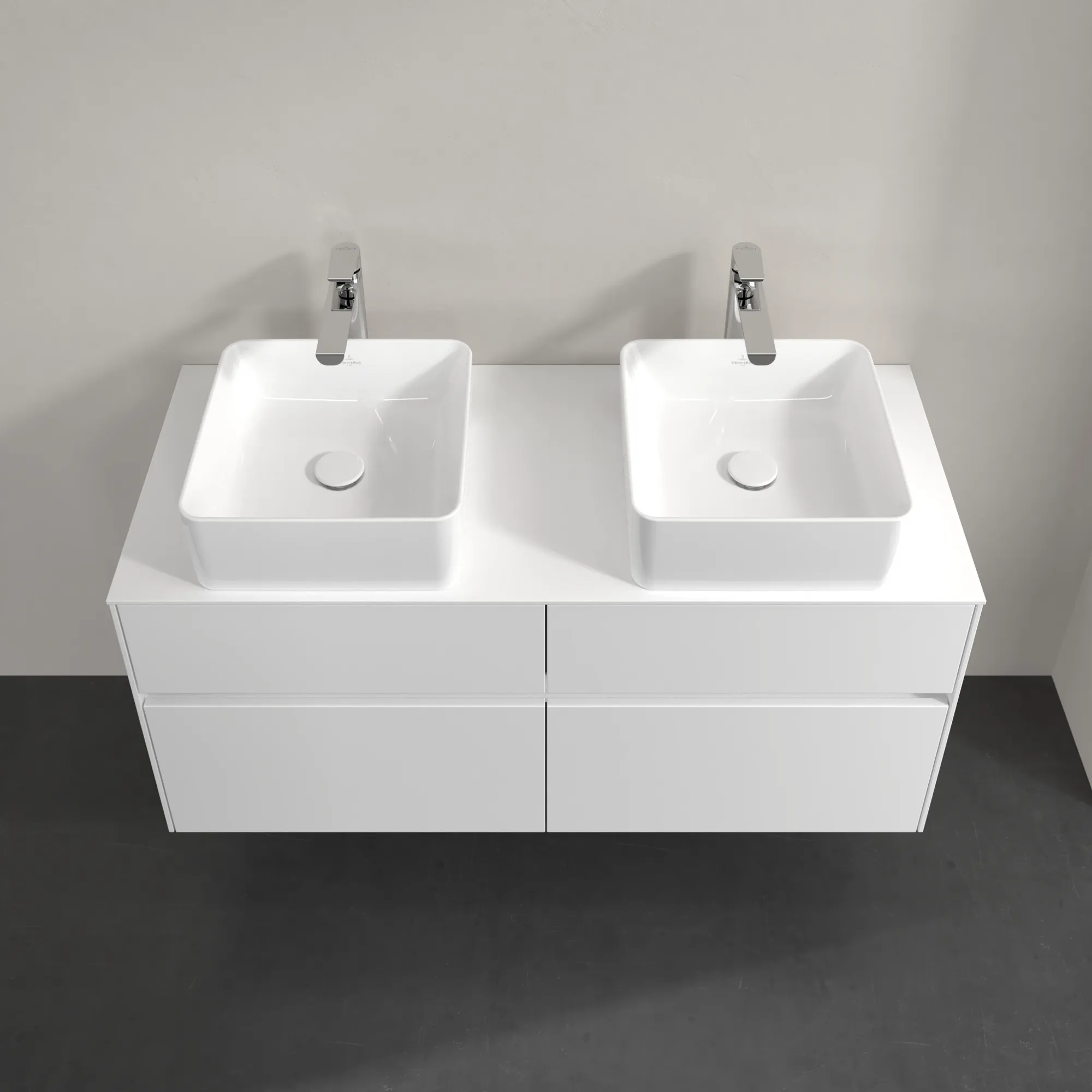 Villeroy & Boch Waschtischunterschrank „Collaro“ 1200 × 548 × 500 mm Glossy White, ohne Beleuchtung, für links und rechts