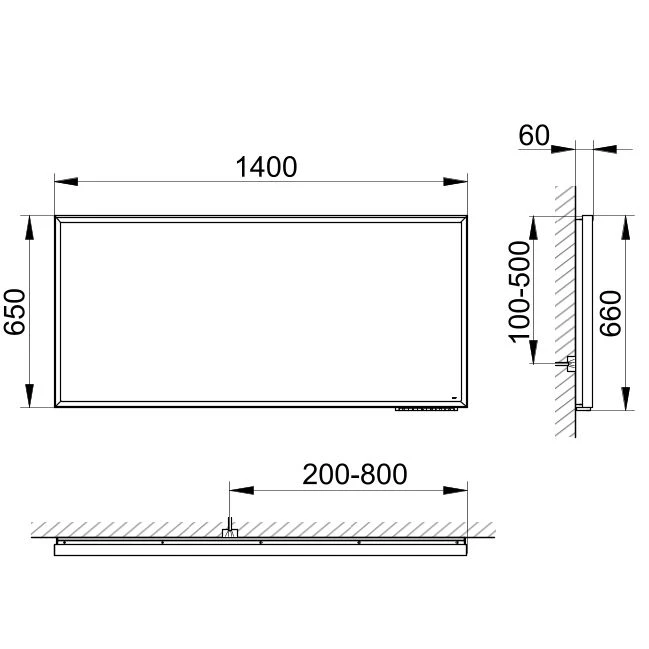 KEUCO ROYAL LUMOS Lichtspiegel mit Spiegelheizung, 1400x650x60mm, schwarz-eloxiert KEUCO ROYAL LUMOS Lichtspiegel mit Spiegelheizung, 1400x650x60mm, schwarz-eloxiert