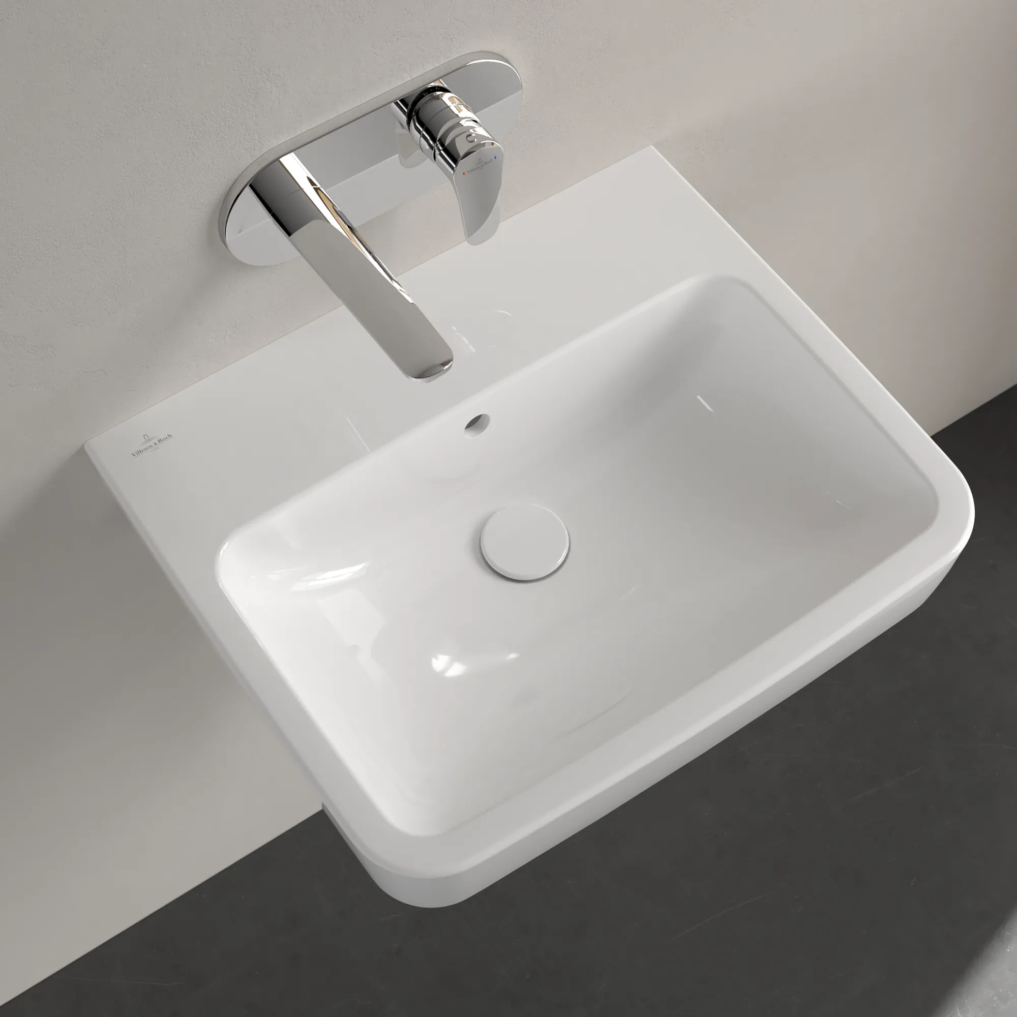Villeroy & Boch Einbau-/Aufsatz Wandwaschtisch geschliffen „O.novo“ 550 × 460 × 175 mm, für Becken mittig, ohne Hahnlochbohrung in Weiß Alpin Villeroy & Boch Einbau-/Aufsatz Wandwaschtisch geschliffen „O.novo“ 550 × 460 × 175 mm, für Becken mittig, ohne Hahnlochbohrung in Weiß Alpin