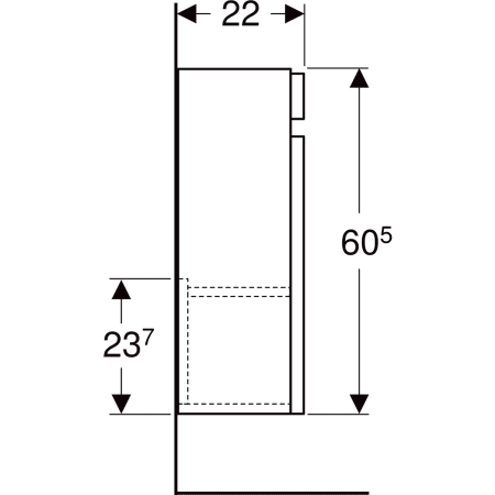 Renova Plan Unterschrank für Handwaschbecken, mit einer Tür, verkürzte Ausladung: 31.4x60.5x22cm, Breite Waschtisch=36cm, Nussbaum hickory hell