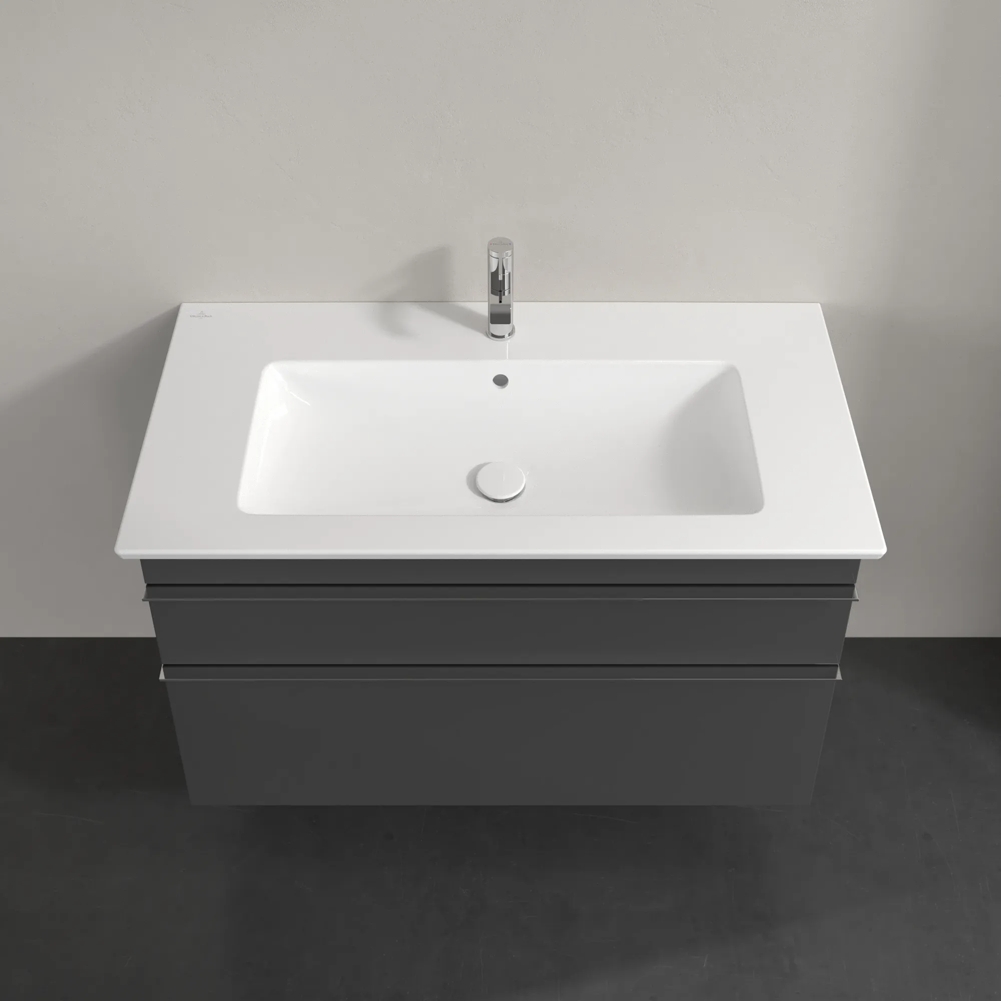 Villeroy & Boch Waschtischunterschrank „Venticello“ für Schrankwaschtisch 953 × 590 × 502 mm Glossy Grey, für Becken mittig