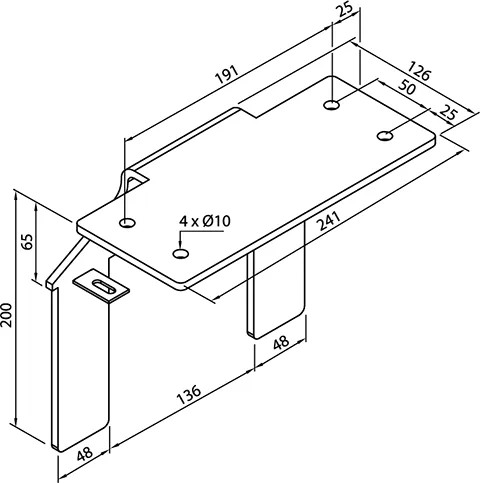 Zubehör Bankträger ZRV543-543/1 weiß RAL 9016 Zubehör Bankträger ZRV543-543/1 weiß RAL 9016